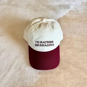 Cream and Burgundy 'I'd Rather Be Reading' Cap